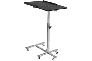 Bakaji 2829373 - Tavolino Porta PC/Notebook/Laptop, con Rotelle, Nero, Altezza Regolabile 60 x 40 x 70/90cm