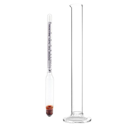 Glas Alkoholmeter 0 bis 100 Vol% mit Glaszylinder . Messung des Alkohol ( Ethanol )