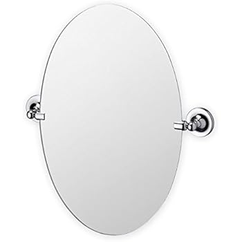Bathroom mirror, Oval round swivel pivot chrome silver finish wall ...