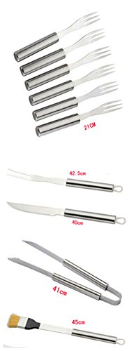 RoseFlower® 24 teilig Hochwertige Edelstahl Grillbesteck Barbeque mit Aluminium-Koffer enthalten – Perfekte Schwerlast Professionelle Grill-Werkzeug BBQ Zubehör Kit - 5