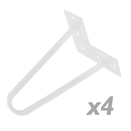 PrimeMatik - Pieds de Table pour Meubles et Bureau en Acier 2 tiges 15 cm Blanc 4-Pack PrimeMatik - Pieds de Table pour Meubles et Bureau en Acier 2 tiges 15 cm Blanc 4-Pack