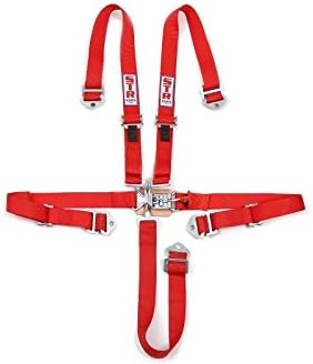 STR 5-Point 2" Wide NASCAR Latch, SFI Approved Race / Rally Harness, Seat Belt (Red)