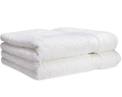 Cozy Homery Juego de Toallas de Baño de Lujo Set de 2 Toallas Blancas - 100% Algodón Egipcio Natural Orgánico 650 gsm - Multiuso para Cuarto de baño, Piscina, Gimnasio y SPA