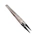 Produktbild Aussel Zirconia Ceramic High Precision Tips Tweezers Ceramic Tweezers with Anti-skid Stripes No Magnetic and Static Electricity (Silver Handle Black Pointed)