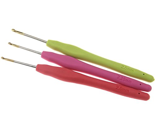 9 Farben Häkelnadel Aluminium bunt Stärke Alu Stricknadel Häkeln Set 0.5mm-2.5mm - 5