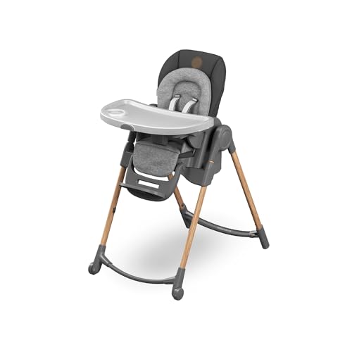 Maxi-Cosi Minla Seggiolone Pappa Evolutivo, 0 - 14 Anni, portata 60 kg, Seggiolone pappa Bimbi, 6 Funzioni, Reclinabile 5 Posizioni, 9 Posizioni Altezza, Poggiapiedi Regolabile, Essential Graphite