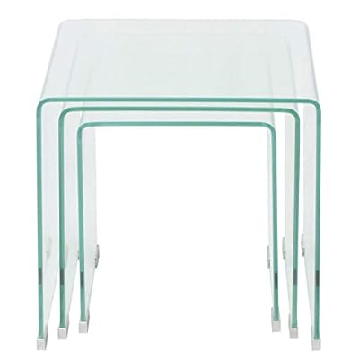vidaXL Ensemble de tables gigognes 3 Pièces Verre trempé Transparent