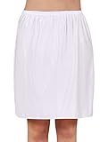 baumwolle unterrock mit spitze Länge ca. 53 cm VEDATS Damen Unterrock Halbrock Unterkleid Jupon Knielang Schwarz Weiß Hautfarben S M L XL (M, Weiß)