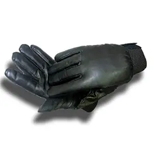 Aim Emporium Men's and Women's Full Finger Leather Motorcycle Gloves for Winter Season for Riding, Cycling, Gym, Walking (Black, 22 x 10 cm)