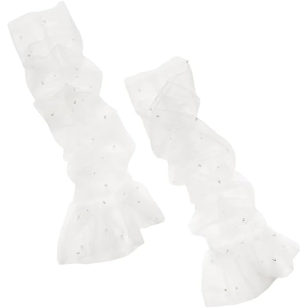 1 Paar Lange Netzärmel Aus Polyester – Weiße Fingerlose Braut-Handschuhe, Transparent, Ca. 59,5 Cm Lang, Für Hochzeit & Festliche Anlässe