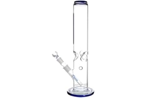 Heisenberg Fat Joe 3.0 Blue Line - Bong in vetro, altezza 40 cm, taglio 18.8 NS19 con foro e scomparto per ghiaccio