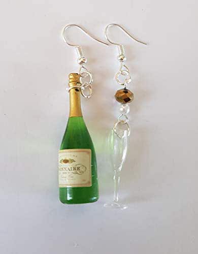 Champagne Boucle D Oreille Bijou Gourmand Verre A Champagne Flute Et Bouteille De Champagne Chic Boucles Uniques Amazon Fr Handmade