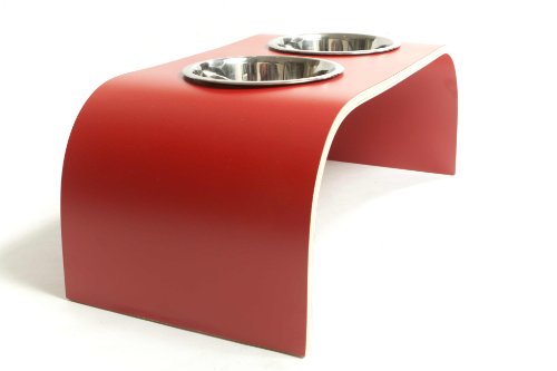 Red-Raised-Dog-Bowl-Holder-Medium-Handmade-in-the-UK