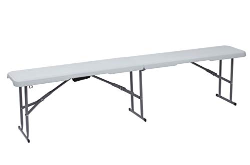 Banco Plegable Rectangular, 180 x 28 x 43 cm, color blanco  (Tenco TG183)