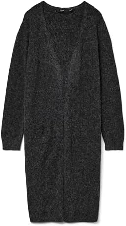 VERO MODA Vmdoffy LS Long Open Cardigan Ga Noos, Nero (Black Melange), M Donna