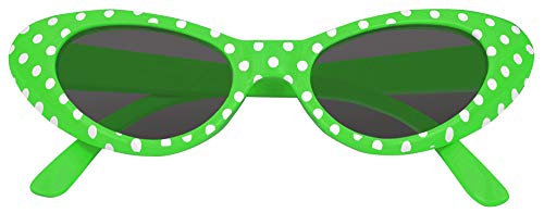 Das Kostümland Anteojos de Ojo de Gato Arenosos con Puntos: Excelentes anteojos al Estilo de los años 50 y 60 (Verde Brillante)