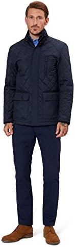 MOSS 1851 Men's Tailored Fit Navy Quilt Coat L Blue