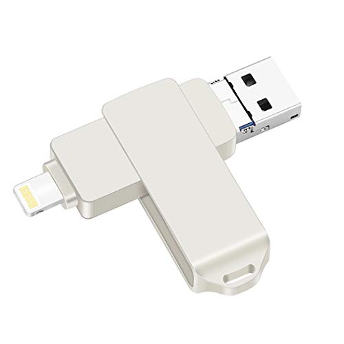 Preisvergleich Produktbild USB 3.0 Flash Drive für iPhone iOS Flash Drive Pen Drive Memory Stick Externer Speicher für iPad, iPod, iOS,PC, Mac, Android und Computer Silber 256 GB