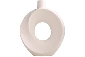 DESCONOCIDO Beihaoer - Jarrón de cerámica para decoración moderna del hogar,jarrones redondos mate de flores de pampa minimalista,estilo nórdico,bohemio,para boda,cena,fiesta,oregalo decorativo (S,blanco)