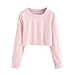 Produktbild Geili Sweatshirt Damen,Frauen Langarm Sweatshirt Damen Mädchen O-Ausschnitt Solid Color Pullover Crop Tops Bluse T-Shirt Herbst Kurze Sportoberteile