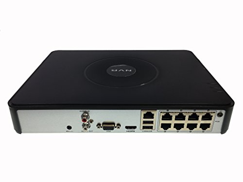 by Hikvision NVR-108-A/8P 3TB PoE Plug and Play Mini 8ch NVR Network Video Recorder (3TB Seagate Skyhawk HDD Installed) - Black - 8 x PoE Ports
