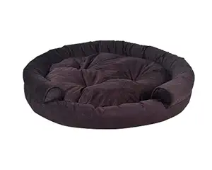 slatters be royal store Soft Velvet Round Shape Reversible Dual Ethnic Bed for Dog/Cat, XL (Brown)