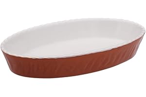 HOLST PORZELLAN 'Holst Porcelaine TOB 15524 Plat et de Moule Ovale Marrone en céramique, Blanc/Marron, 24,5 x 14,5 x 4 cm