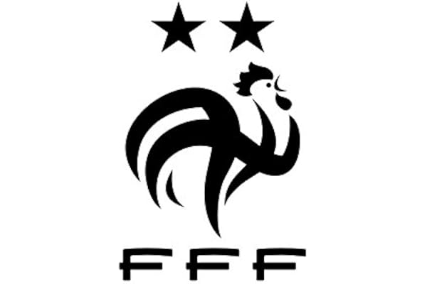 TATOUTEX Logo Coq FFF 2 étoiles - Noir, Normal, L 20cm x H 30cm, Brillant