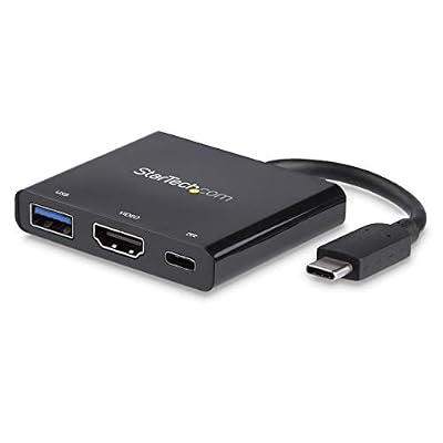 StarTech.com Adaptateur multiport USB-C vers HDMI avec Power Delivery et port USB-A - Compatible Thunderbolt - Noir - 4K 30 Hz