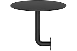 GOUZIBHD Väggmonterat L-format bord, smidesjärn metall topp, sidobord, runt pubbord, frukostbar fritidskaffe-tebord, restaurang, bistro, svart (storlek: 35 x 35 x 45 cm)