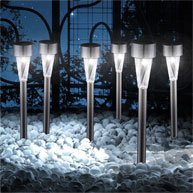 GLOBO - Set de 6 lámparas solares, Acero Inoxidable y plástico, Color Plateado