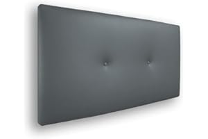 Silcar Home - Cabecero de Cama 90 Gris Oscuro - Tapizado, Estructura Madera, Hilera Botones Estilo Moderno - Fácil Instalación, Acolchado Confort - 90 cm, Polipiel Gris Oscuro