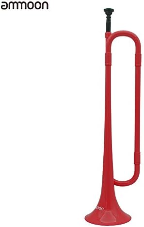 ammoon B Flat Bugle Cavalry Trumpet Environmentally Friendly Plastic with Mouthpiece for Band School Student (Red)