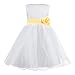 Price comparison product image White Flower Girl Dress: Girls Frock With Bow and Large Flower For: First Communion, Confirmation, Christening, Baptism and Holidays: Age 7-8 Years (Yellow)