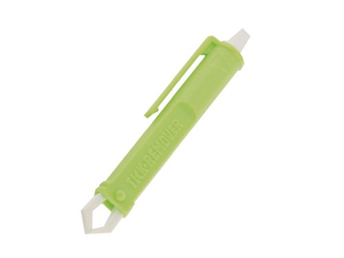 Preisvergleich Produktbild Highlander Zeckenzange, grün, inkl. 2 alkoholischen Desinfektionstüchern