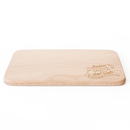 Wandkings Frühstücksbrettchen mit Gravur „Bester Papa der Welt“ – aus Holz – 22 x 14,5 x 1 cm - 4