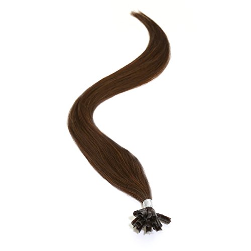Keratin Pre Bonded Nail U Tip Human Hair Extensions 18" Brownest Brown (2)