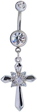 Xinmaoyuan Wedding Jewelry Cubic Zirconia Navel Ring In Europe And America Are Hypoallergenic Medical Grade Stainless Steel Cross Navel Ring Belly Button Ring Wedding Gift Birthday Present Holiday Gift