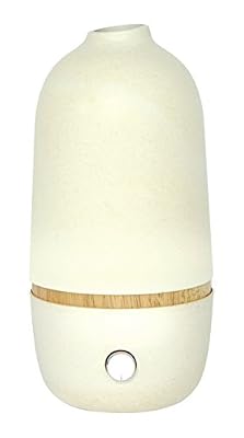 Onabyekobo Diffuseur d'Huiles Essentielles par Nébulisation Bambou/Verre Blanc 10 x 10 x 20,5 cm