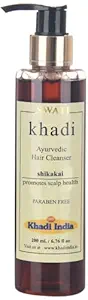 Khadi Swati Herbal Shikakai SAT Paraben Free Strengthens Roots & Hair Follicles | Repairs Damage Fights Hairfall hair growth (Hair Cleanser) Shampoo - 210 ml