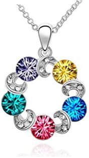 Austrian Crystal Happiness Ferris wheel multicolored crystal eternal promise clouds necklace (color)