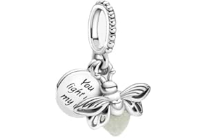 Lkwidi Donna Ciondolo Glow-in-the-dark Firefly Argento 925 Colgantes con Zirconia cubica per Charm Bracciale