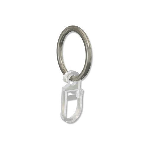 Interdeco Gardinenringe mit Faltenhaken / Ringe in Chrom matt für Gardinenstangen 16 mm Ø (24 Stück)