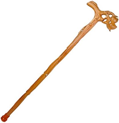 ZHDC® Solid wood crutches, Walnut elderly crutches Solid wood Carved Manual cane Old man Walker Walking stick Non-slip walking aid