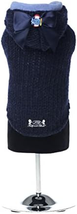 Trilly tutti Brilli Oreste Wool and Fleece Coat with Hood and Bow Pin, X-Large, Blue