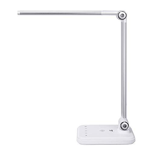 Desk Lamp, TaoTronics LED Desk Lamp with Wireless Charger, Dimmable Table Lamps, 5 Color Temperatures with 5 Brightness Levels, Integrated USB Port, Touch Control, 1H Timer
