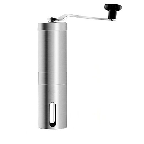 YYGIFT® Coffee Grinder with Adjustable Ceramic Conical Burr-Portable and Adjustable Hand Crank Operated Stainless Steel Coffee Grinder