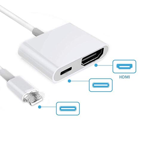Excuty HDMI Compatible with/Replacement for iOS, 1080p Digital AV Adaptateur, HDMI Adaptateur Cable,1080p Digital AV Adaptateur (White)