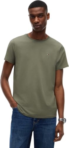 Tommy Jeans T-Shirt da Uomo a Maniche Corte Slim Fit Originale Tjm, Verde (Rocky Mountain), XL