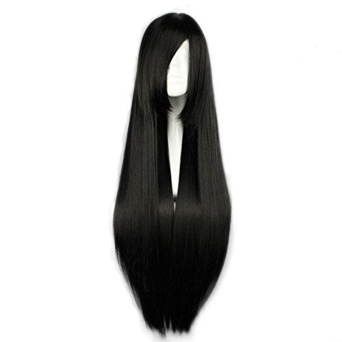 80cm Long Black Straight Style Lovely Lady Anime Cosplay Hair Wig +Wig Cap